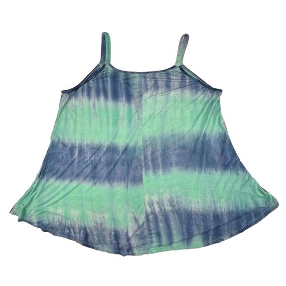 Larace Cami 5X Green Blue Button Front Tank Abstract Multicolor Tie Die Top - Picture 2 of 9
